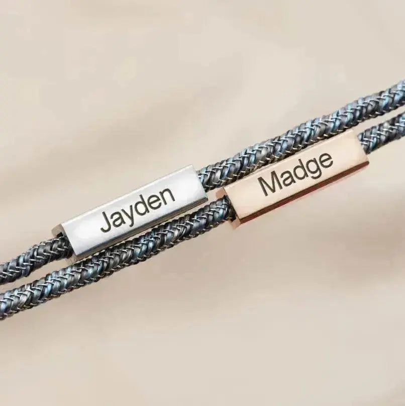 Customized Name Bracelet Pledge of Eternal Love Magnet Attracts Each Other Stainless Steel Couples Bracelet