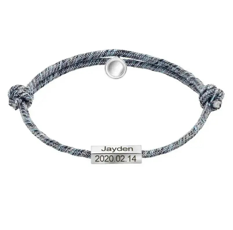 Customized Name Bracelet Pledge of Eternal Love Magnet Attracts Each Other Stainless Steel Couples Bracelet