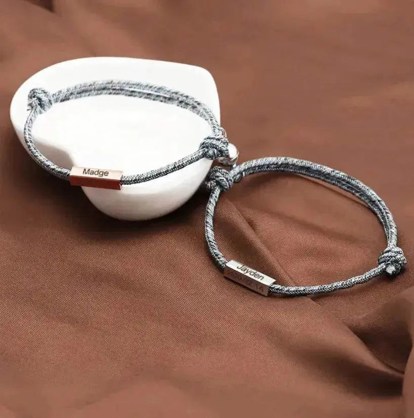 Customized Name Bracelet Pledge of Eternal Love Magnet Attracts Each Other Stainless Steel Couples Bracelet