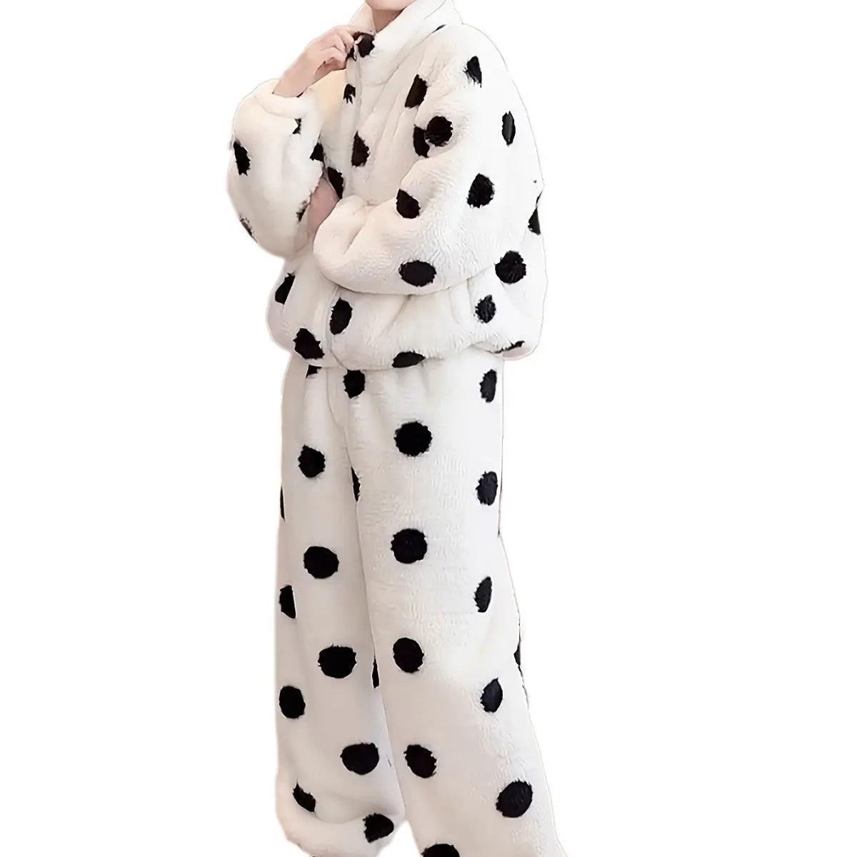 Women Winter Fleece – Coral Fleece Pajama Set for Comfort & Warmth