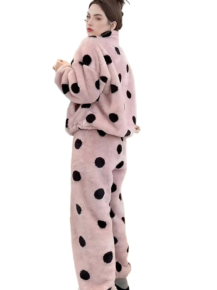 Women Winter Fleece – Coral Fleece Pajama Set for Comfort & Warmth