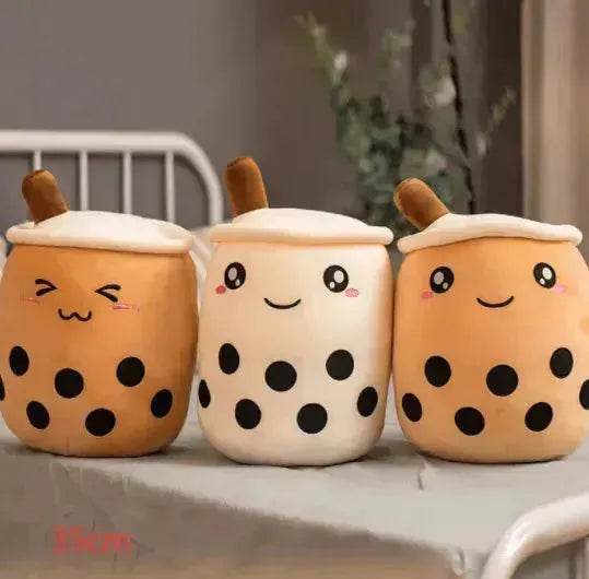 Cute Fruit Drink Plush Stuffed Soft Strawberry Milk Tea Plush Boba Tea Cup Toy Bubble Tea Pillow Cushion Kids Gift