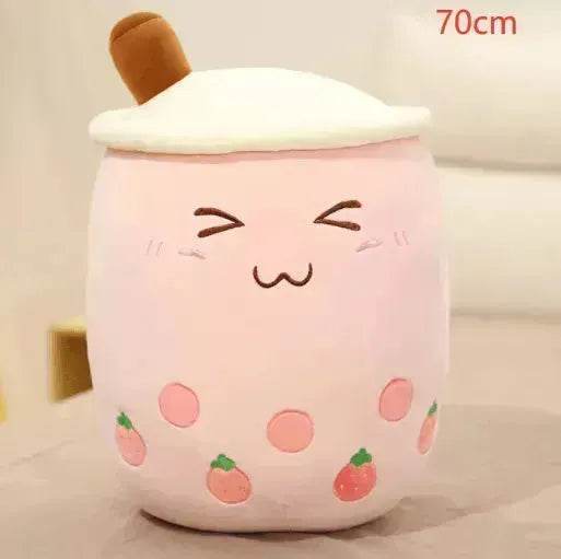 Cute Fruit Drink Plush Stuffed Soft Strawberry Milk Tea Plush Boba Tea Cup Toy Bubble Tea Pillow Cushion Kids Gift
