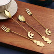 Cute Star and Moon 304 Stainless Steel Spoon and Fork Set for Coffee
