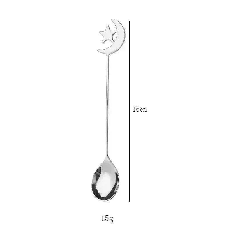 Cute Star and Moon 304 Stainless Steel Spoon and Fork Set for Coffee