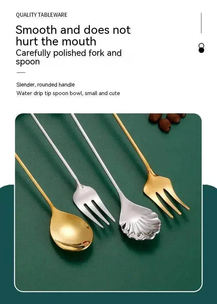 Cute Star and Moon 304 Stainless Steel Spoon and Fork Set for Coffee
