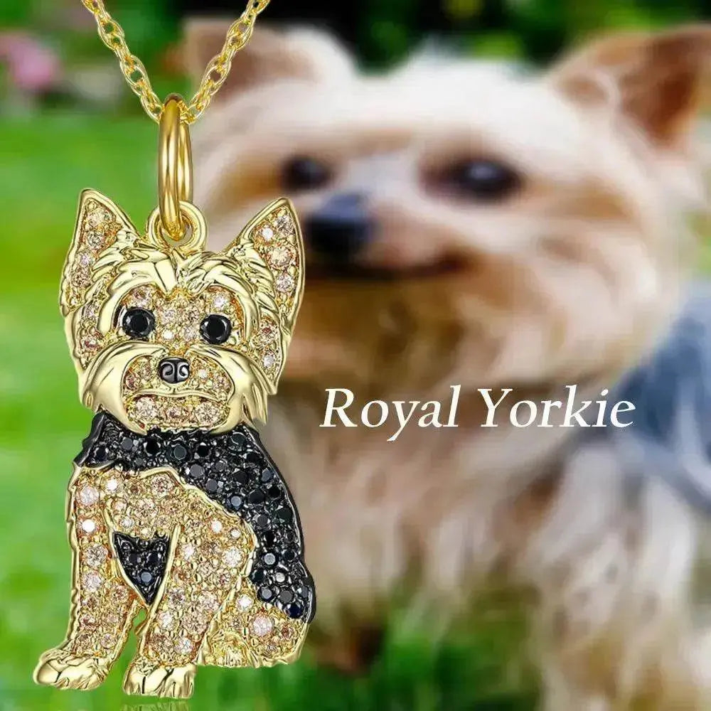Cute Yorkshire Dog Pendant Zinc Alloy Die Casting Necklace