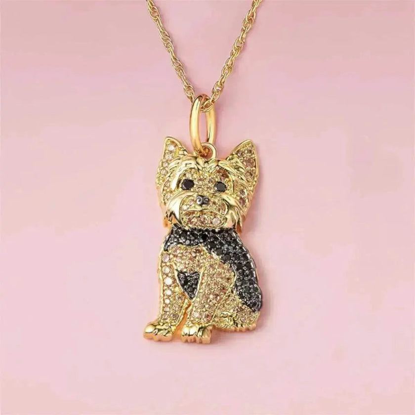 Cute Yorkshire Dog Pendant Zinc Alloy Die Casting Necklace