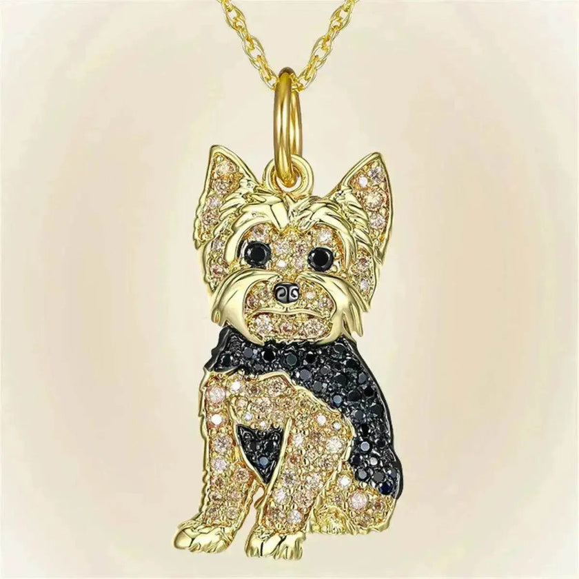 Cute Yorkshire Dog Pendant Zinc Alloy Die Casting Necklace