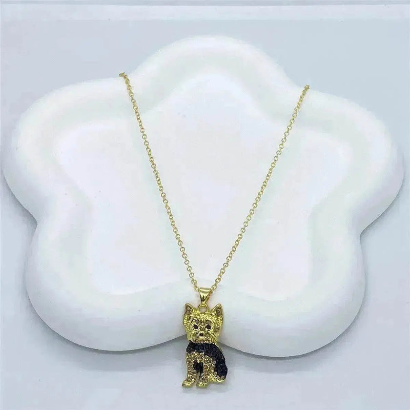 Cute Yorkshire Dog Pendant Zinc Alloy Die Casting Necklace