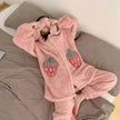 Cute padded flannel hooded pajamas