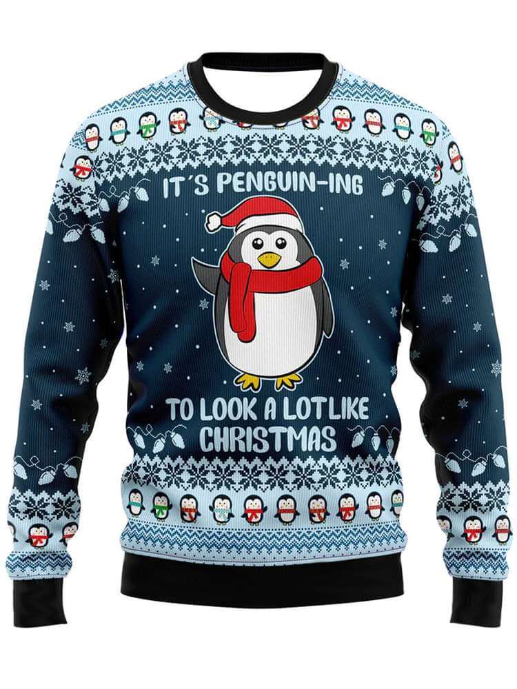 Boy Cute Penguin Sweater with Pom Pom