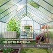 Aluminum Greenhouse Polycarbonate Walk-in Garden Greenhouse with Sliding Door, 20' x 8', Green