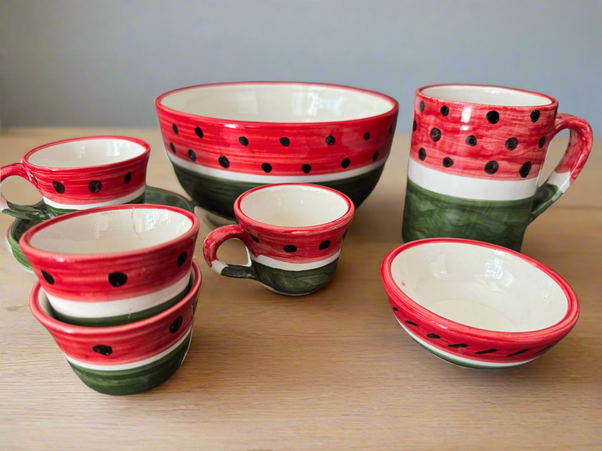 Watermelon Bowls | Large & Small – Hand-Painted Palestinian Ceramic | Made in Jordan