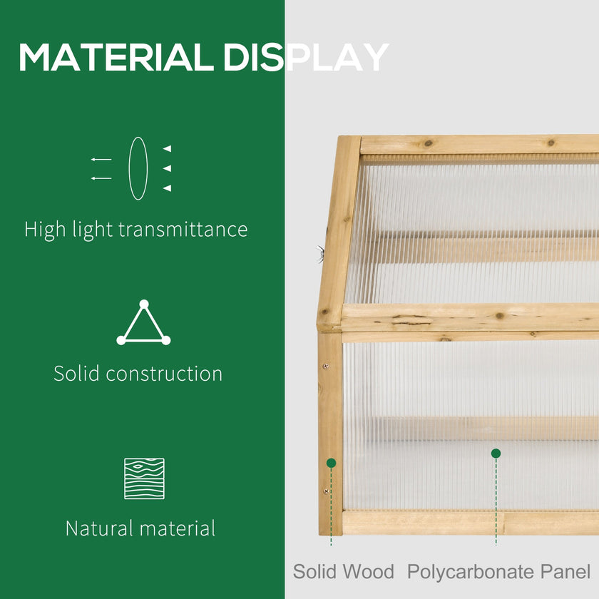 Outsunny Grow House Wooden Cold Frame Greenhouse Portable Raised Planter with Openable Top 35.5