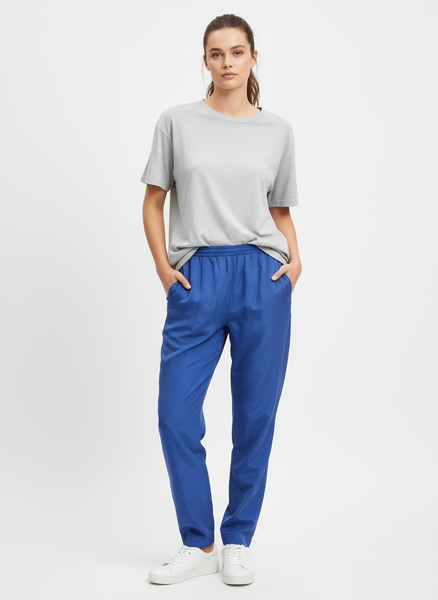Vintage 1980s Royal Blue Silk Pants | Size Large