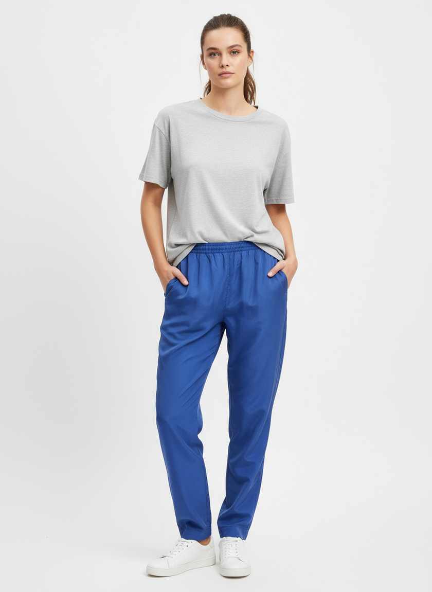 Vintage 1980s Royal Blue Silk Pants | Size Large
