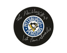 Les Binkley Autographed Pittsburgh Penguins Autograph Retro Model Puck Inscribed 