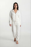 Camille – Cotton Signature Print Zip Hoodie & Jogger Leisure Set 2PC In Floral
