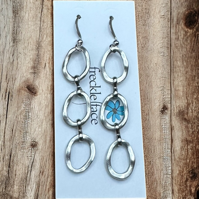 Wavy Hoop Drop Earrings – Matte Silver Asymmetrical Hoops, Hypoallergenic