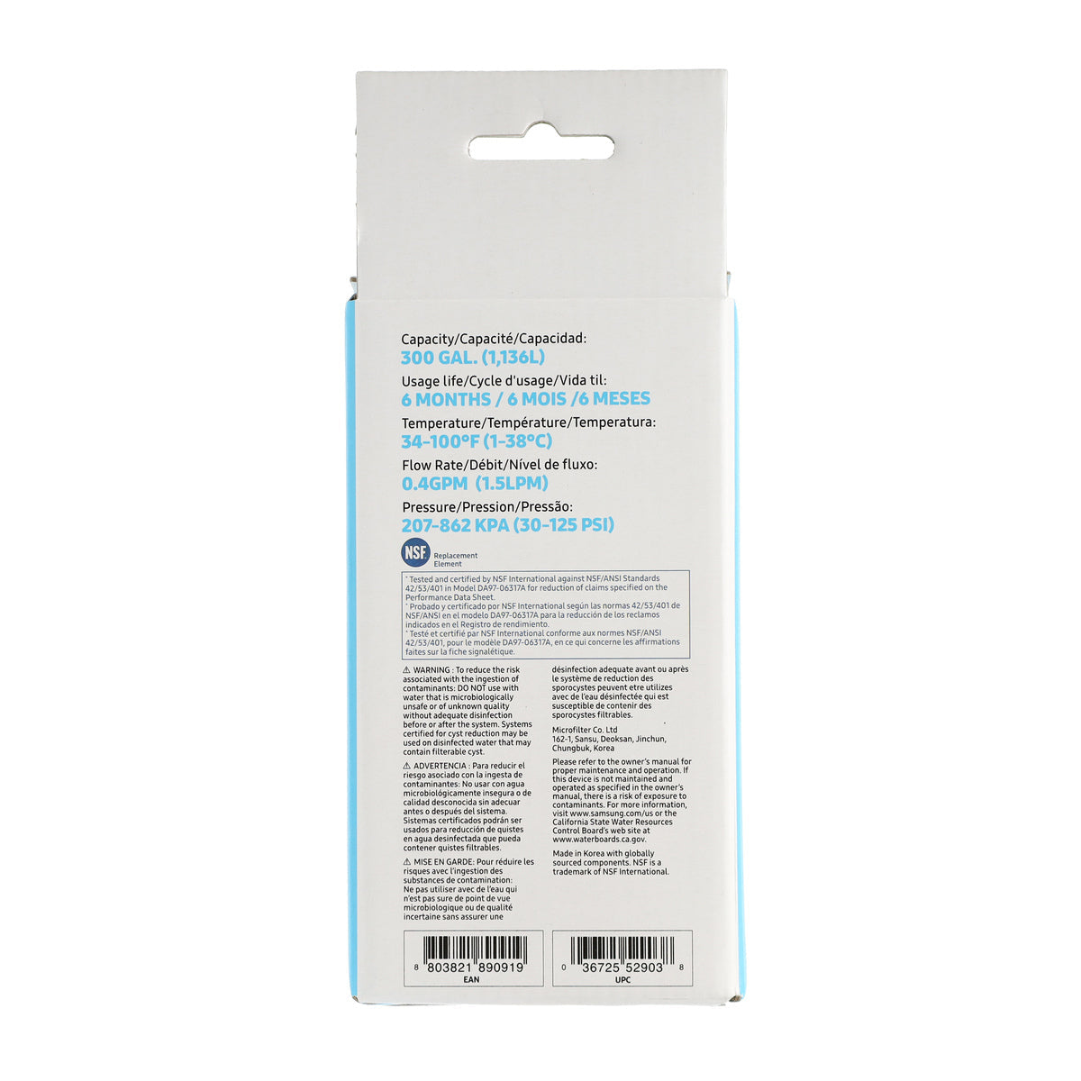 Filtre à eau pour réfrigérateur Samsung DA29-00003G (HAF-CU)