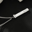DAKARIA SILVER (White Gold): Chipped Effect Geometric Pendant on a Link Chain For Men & Women