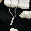 DAKARIA SILVER (White Gold): Chipped Effect Geometric Pendant on a Link Chain For Men & Women