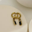 Boucles d'oreilles créoles DALAL, style vintage, avec cristaux noirs et zirconiums.