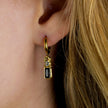 Boucles d'oreilles créoles DALAL, style vintage, avec cristaux noirs et zirconiums.