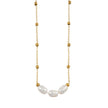 DAMINNA Gold: Dainty Beaded Chain Necklace with Freshwater Pearl Trio