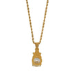 DANAE Gold: Textured Rope Chain with Zirconia Gems Pendant – Trio of Mini Stones on a Larger Gem