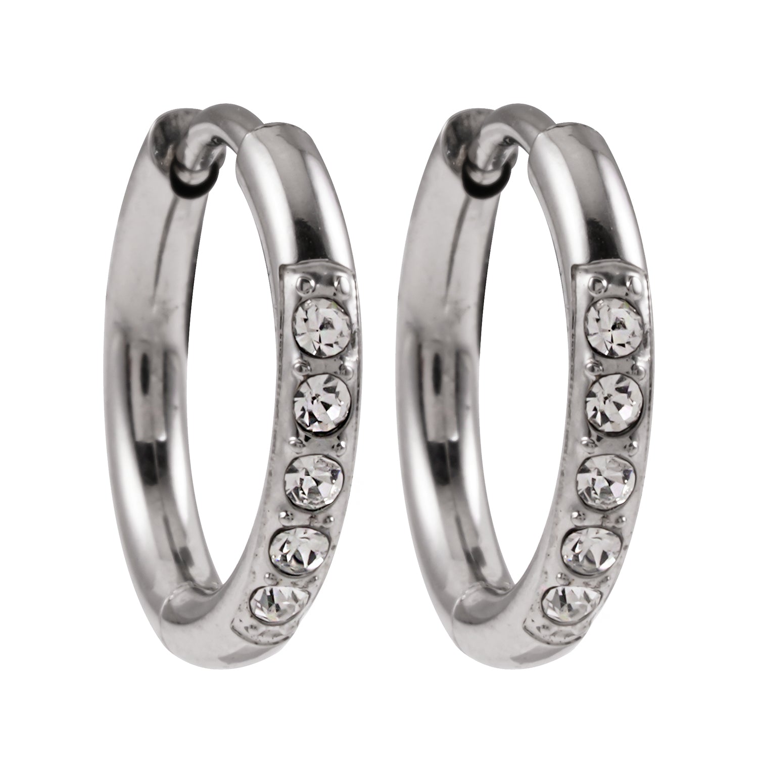 DARCI: Pavé Zirconia Gemstone Embedded Classic Mini Hoop in Silver
