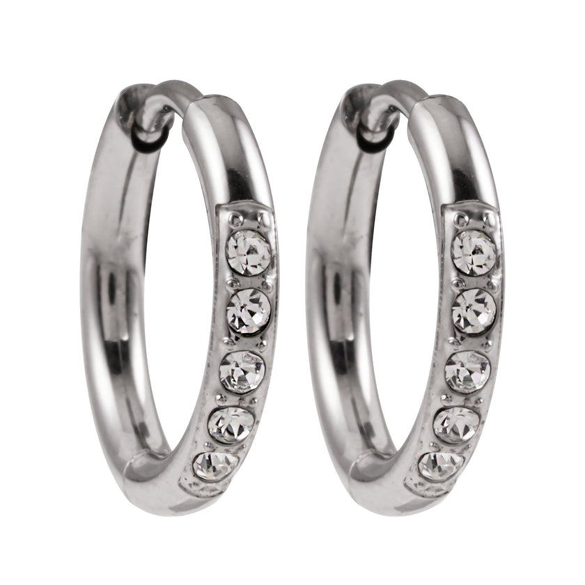 DARCI: Pavé Zirconia Gemstone Embedded Classic Mini Hoop in Silver