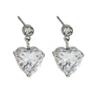 DAROCCA Silver (White Gold): Large Heart Shaped & Mini Solitaire Round Shaped Zirconia Combo Studs