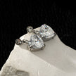 DAROCCA Silver (White Gold): Large Heart Shaped & Mini Solitaire Round Shaped Zirconia Combo Studs