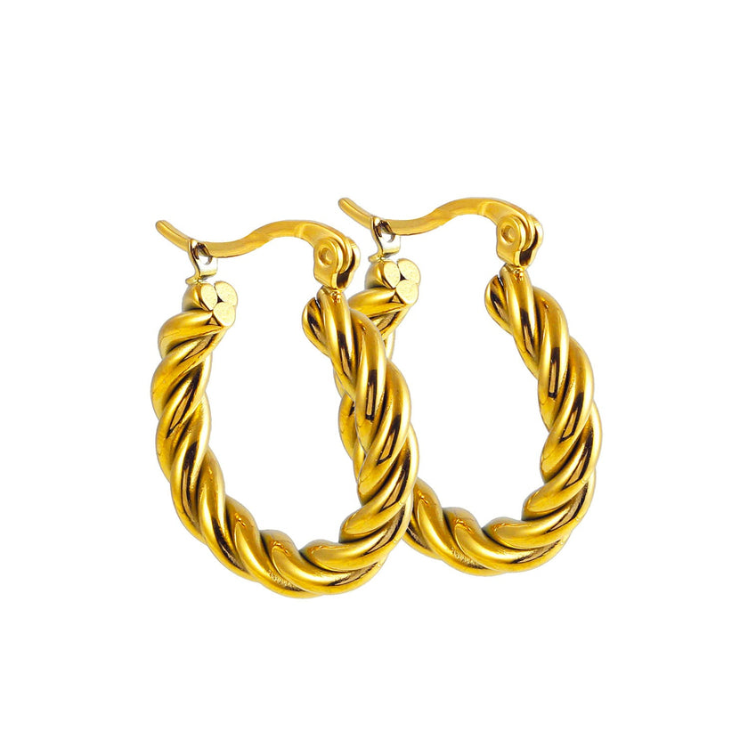 Boucles d'oreilles en forme de spirale texturée en or de DAVANIA