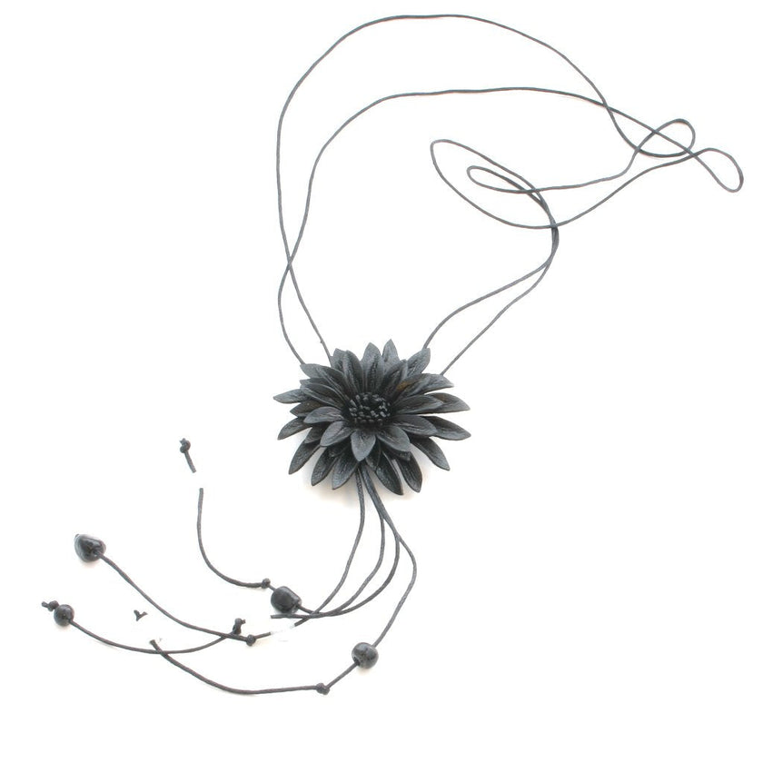 Leather Flower Necklace