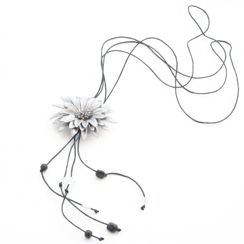 Leather Flower Necklace
