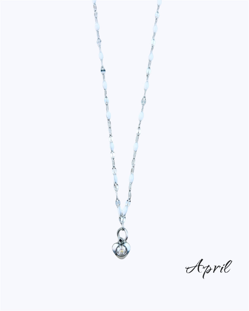Heart Stone Necklaces in silver - various birthstone colours
