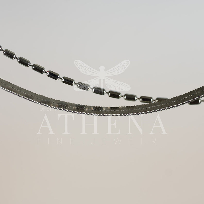 Layering Herringbone Anklet | Sterling Silver with Platinum Plating | Adjustable Fit | Timeless & Modern Jewelry