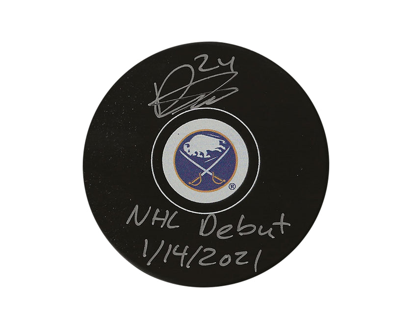 Dylan Cozens Autographed Buffalo Sabres Autograph Model Puck Inscribed 