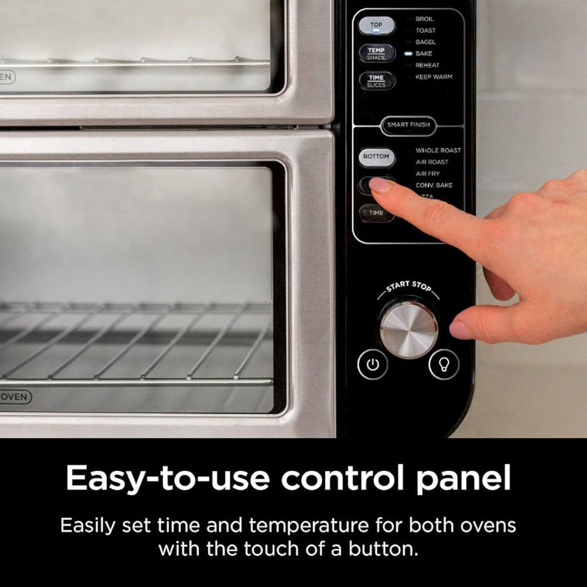 NINJA DCT401 12-in-1 Double Oven with FlexDoor, FlavorSeal & Smart Finish - Factory serviced with Home Essentials warranty