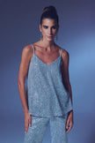 Sequin Spaghetti Strap Camisole - Silver
