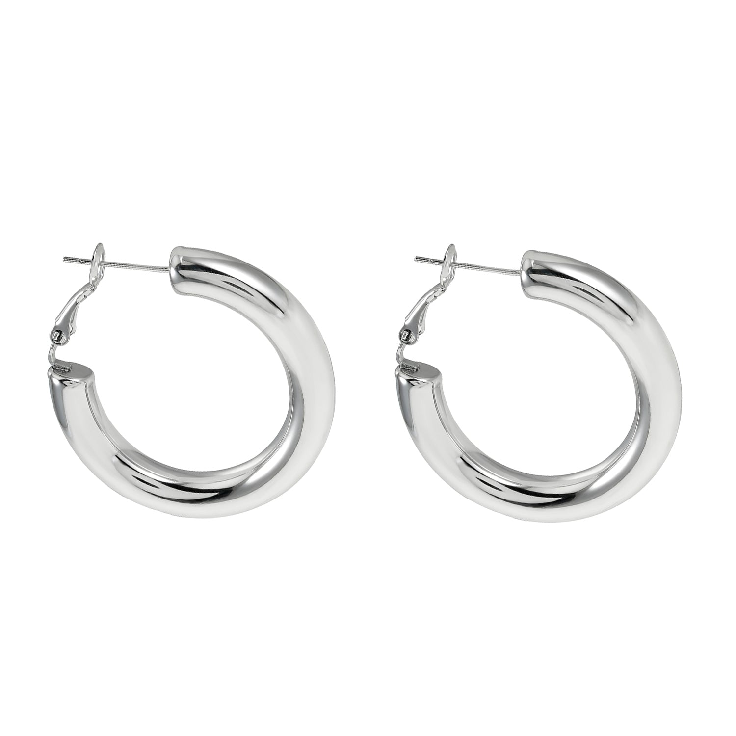 DERIVIER Argent (Or Blanc) : Boucles d'oreilles créoles semi-larges (3,5 cm)