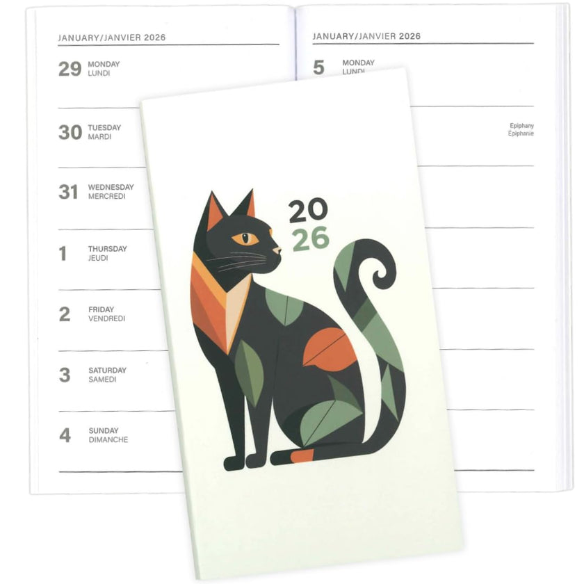 PBI - AGENDA ANNUEL 2026 MINI-GÉOMÉTRIQUE CHAT