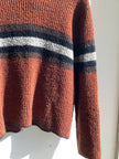 Y2K Rust Striped Turtleneck Sweater