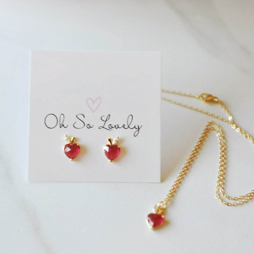 Red Heart Apple Necklace