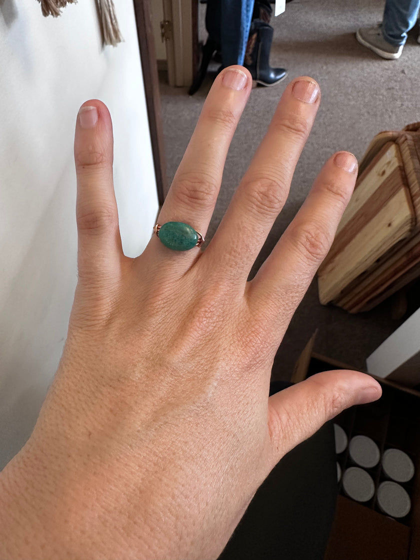Copper Wire Amazonite Flow Ring
