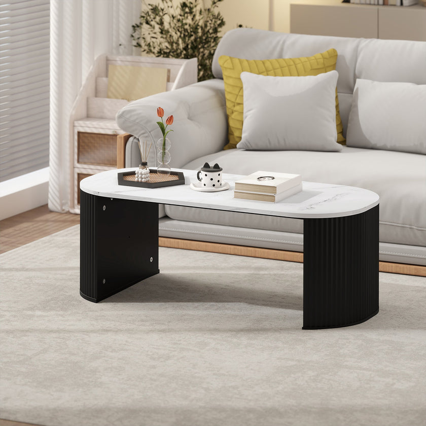 Cameron Modern Faux-Marble Coffee Table-Black