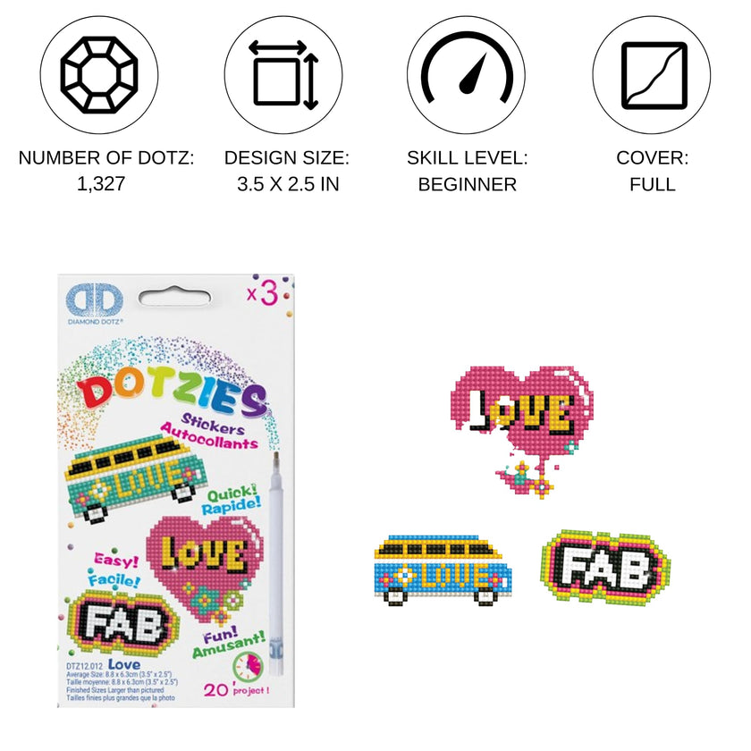 DIAMOND DOTZ - DOTZIES Stickers - Love